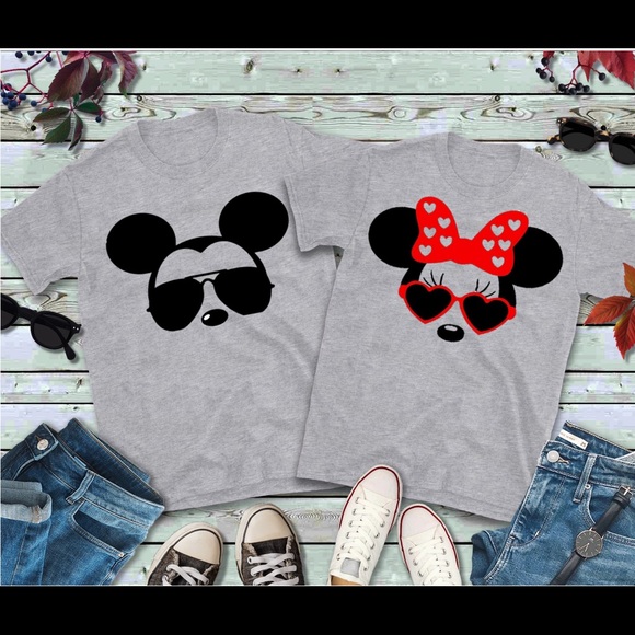 Grey Minnie and Mickey Couples Shirts - Picture 1 of 1
